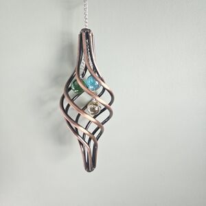 Copper Spiral Pendant with Colorful Beads